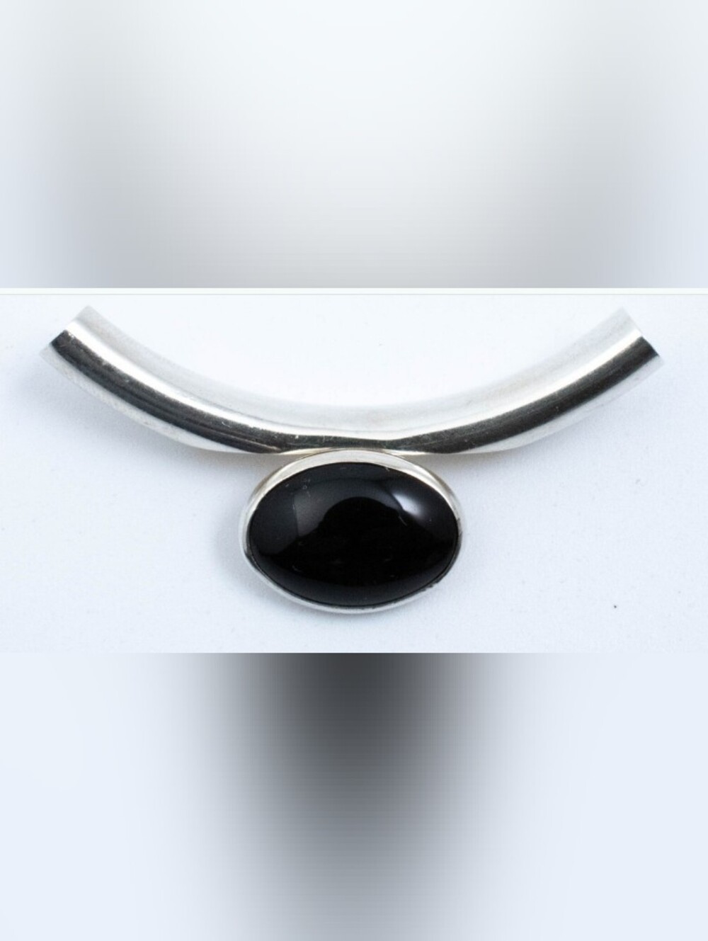Black Onyx Pendant on Sterling Silver Tube